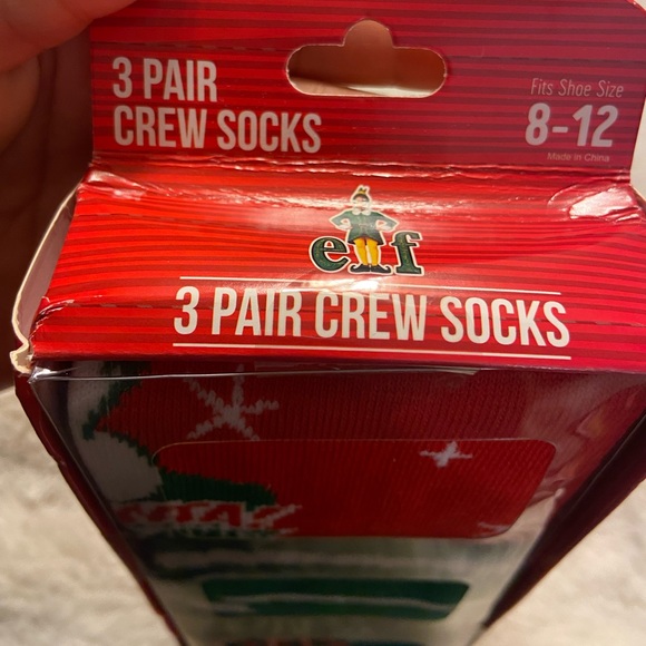 New Elf movie Christmas 3-pack men’s crew socks shoe size 8-12 - Picture 4 of 5
